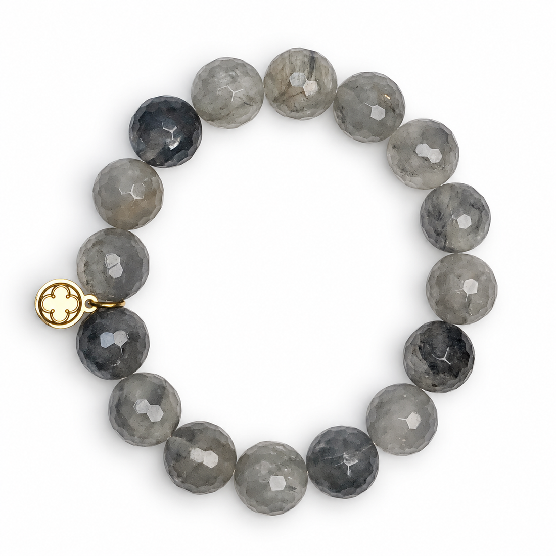 Grey Quartz Beaded Bracelet on white studio background
