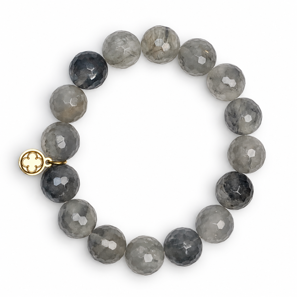 Grey Quartz Beaded Bracelet on white studio background