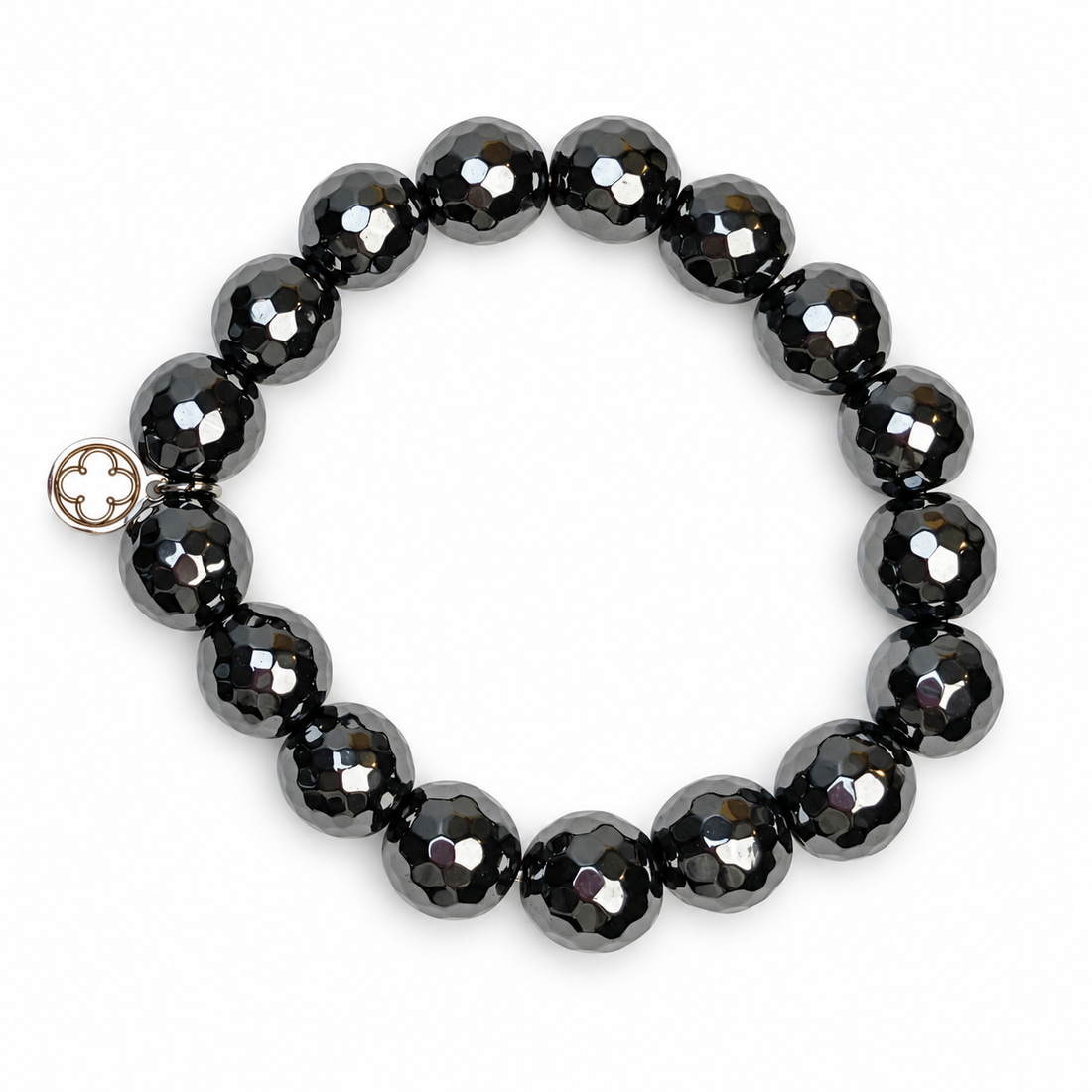 Hematite Beaded Bracelet on white studio background