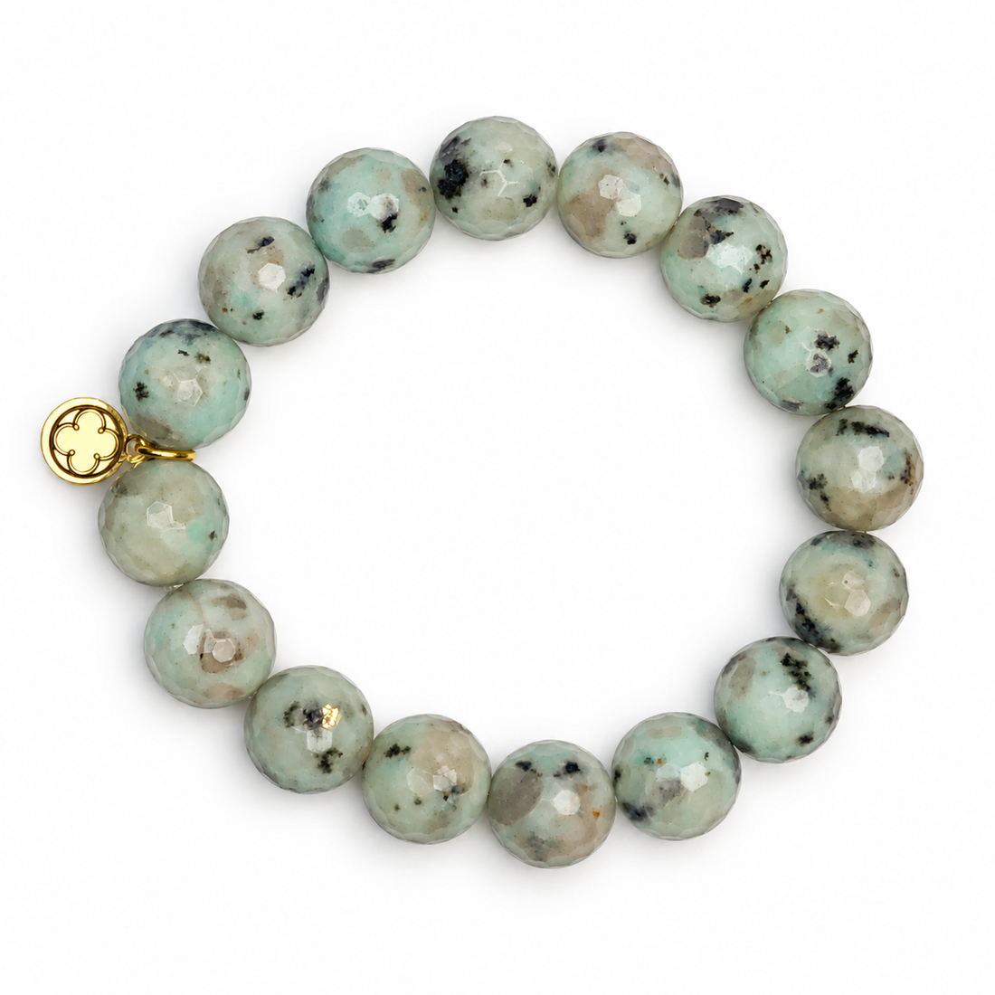Kiwi Jasper Beaded Bracelet on white studio background