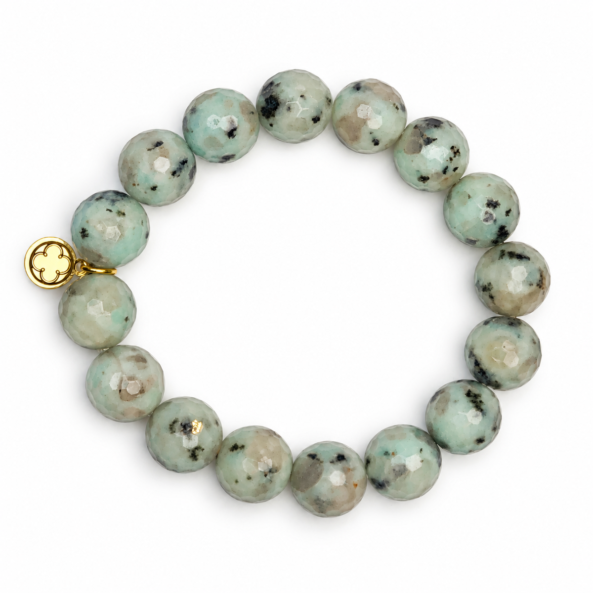 Kiwi Jasper Beaded Bracelet on white studio background