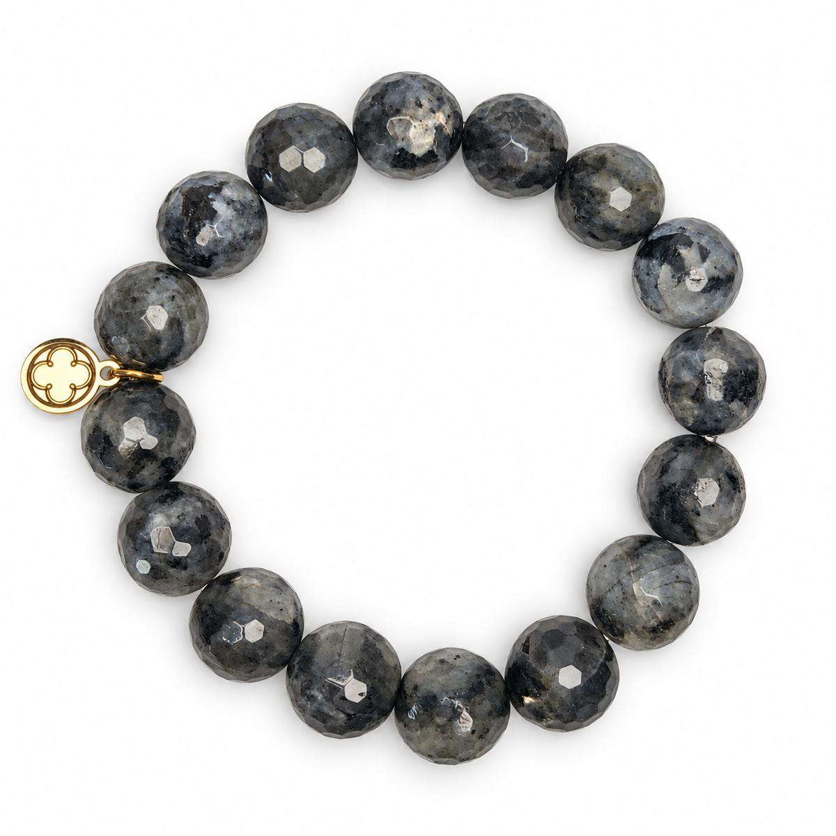 Labradorite Beaded Bracelet on white studio background