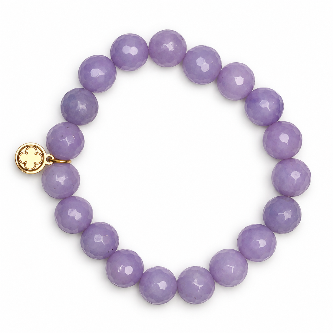 Lavender Jade Beaded Bracelet on white studio background