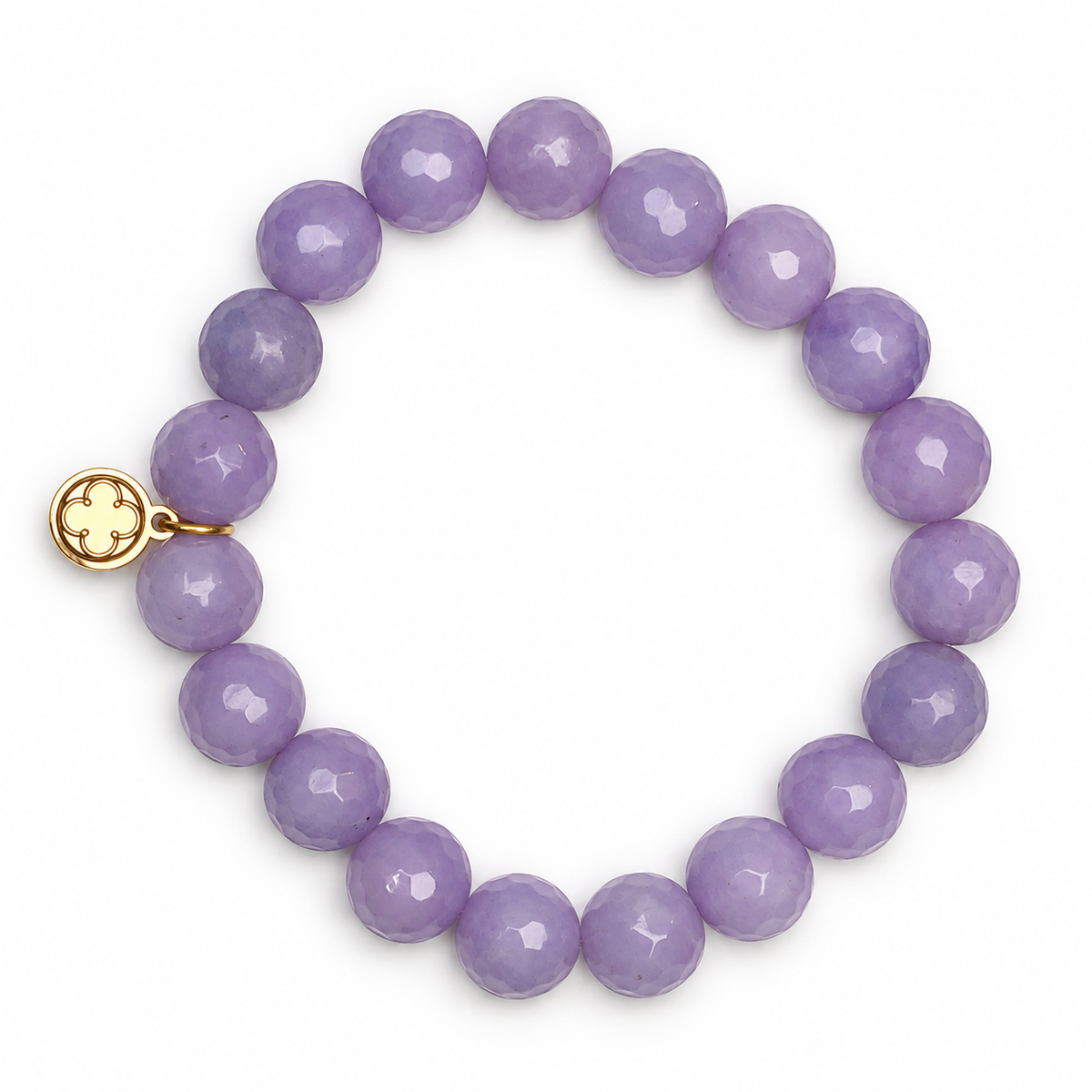 Lavender Jade Beaded Bracelet on white studio background