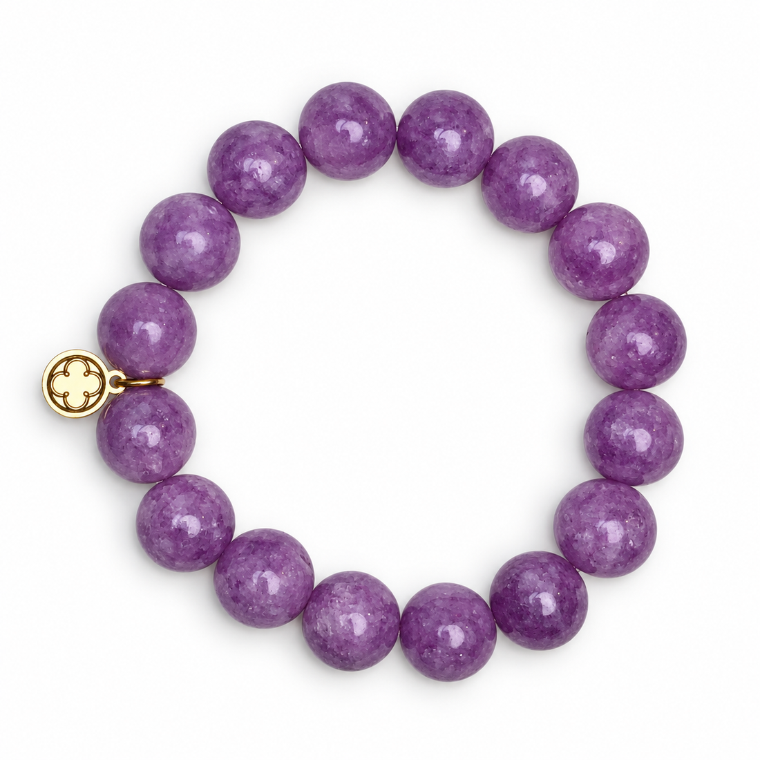 Lepidolite Light Beaded Bracelet on white studio background
