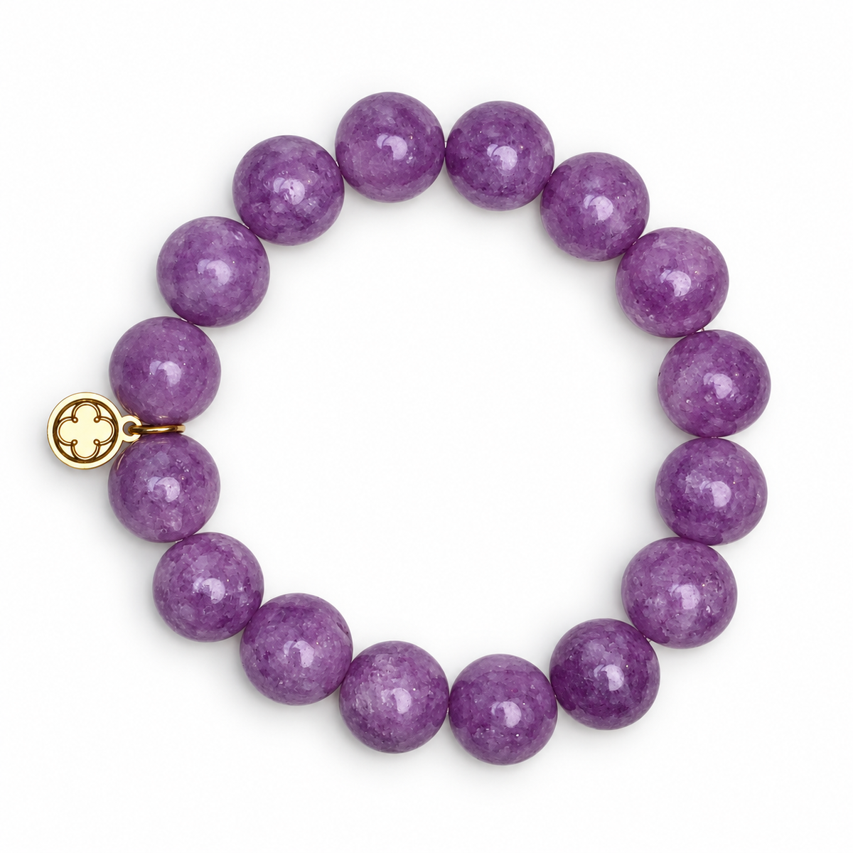 Lepidolite Light Beaded Bracelet on white studio background