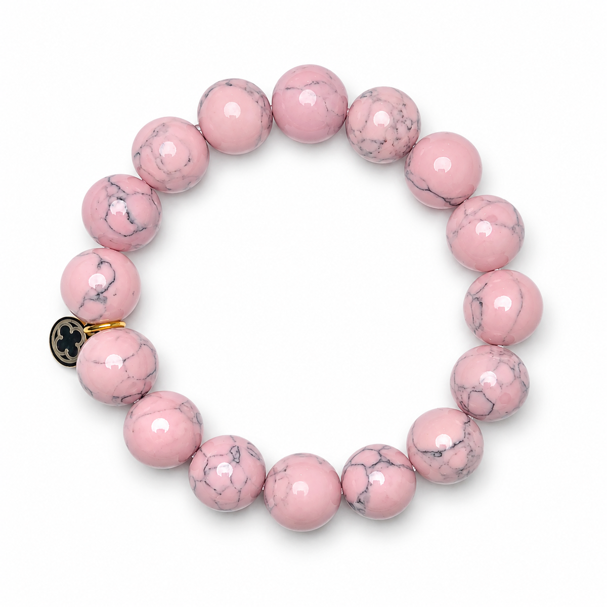 Light Pink Howlite Beaded Bracelet on white studio background