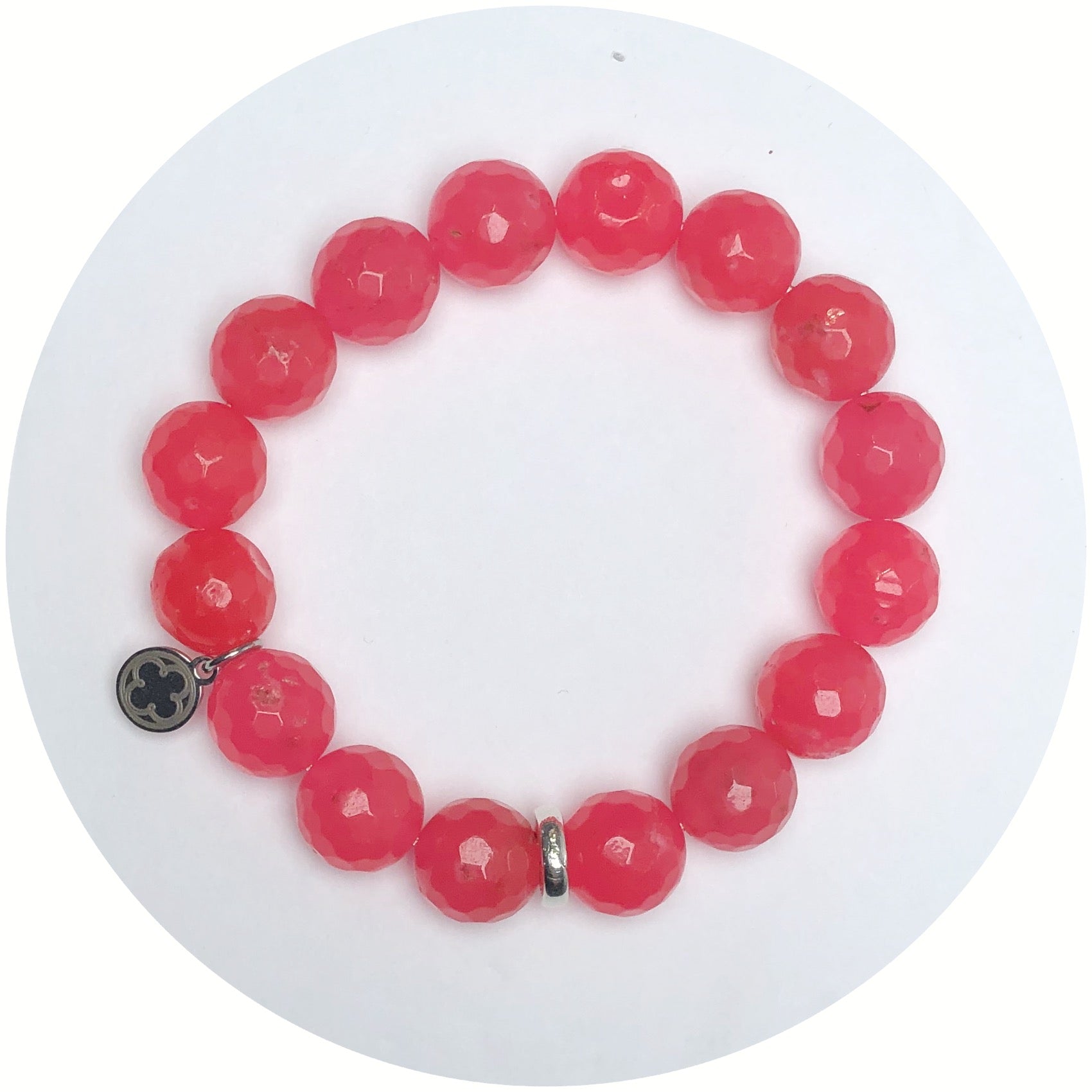 Hot Cherry Jade with Silver Spacer