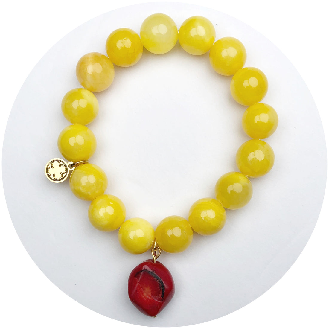 Honey Jade With Red Coral Nugget Pendant
