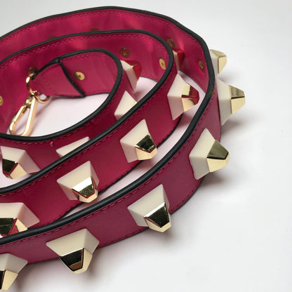 Pink Leather Studded Bag Strap