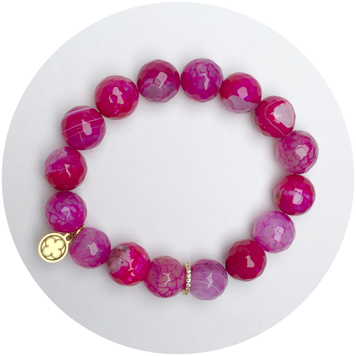 Fuschia Jasper with Gold Pavé Spacer