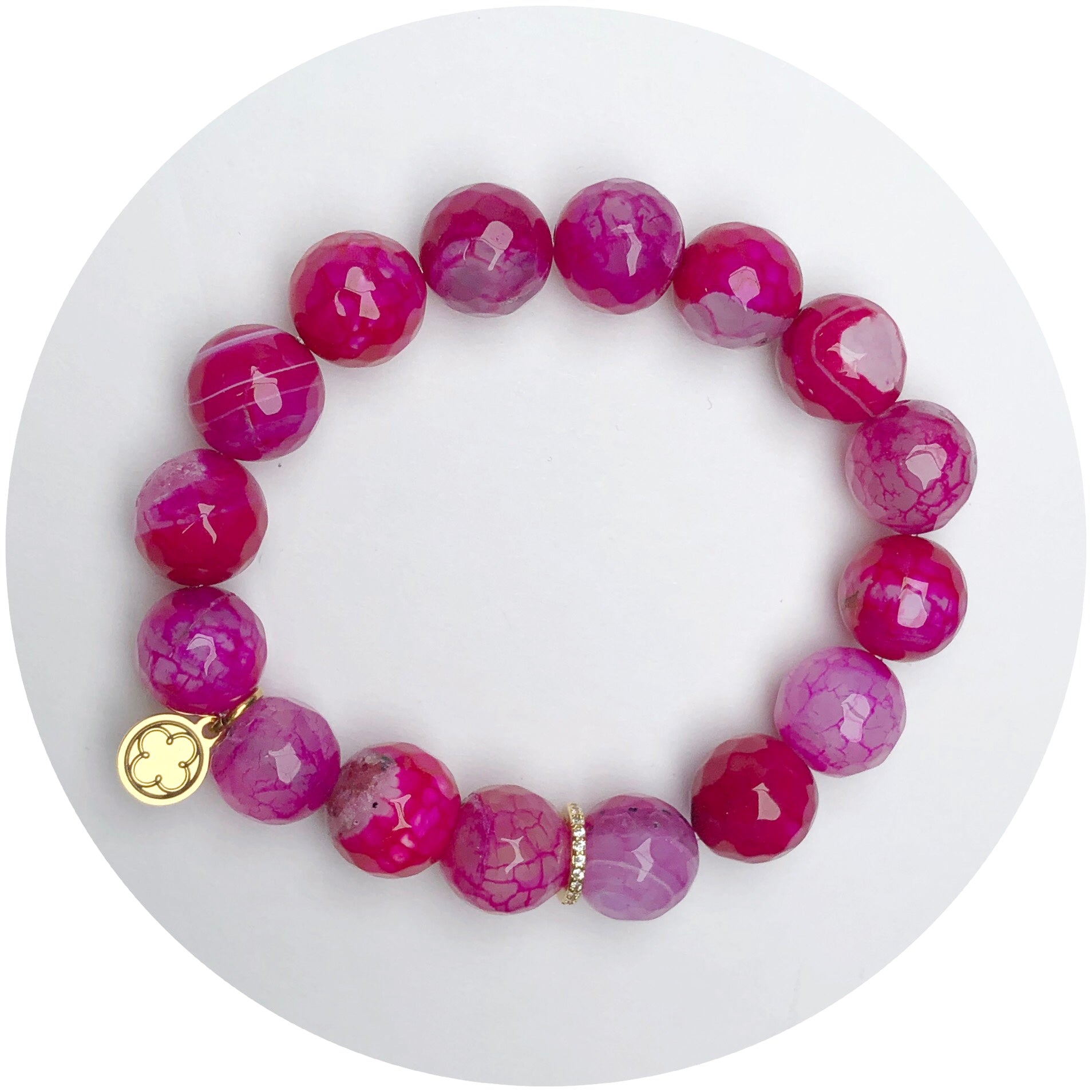 Fuschia Jasper with Gold Pavé Spacer