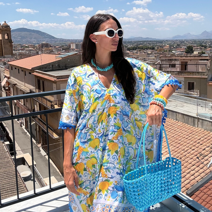 Blue Lemon Maiolica Foulard Dress