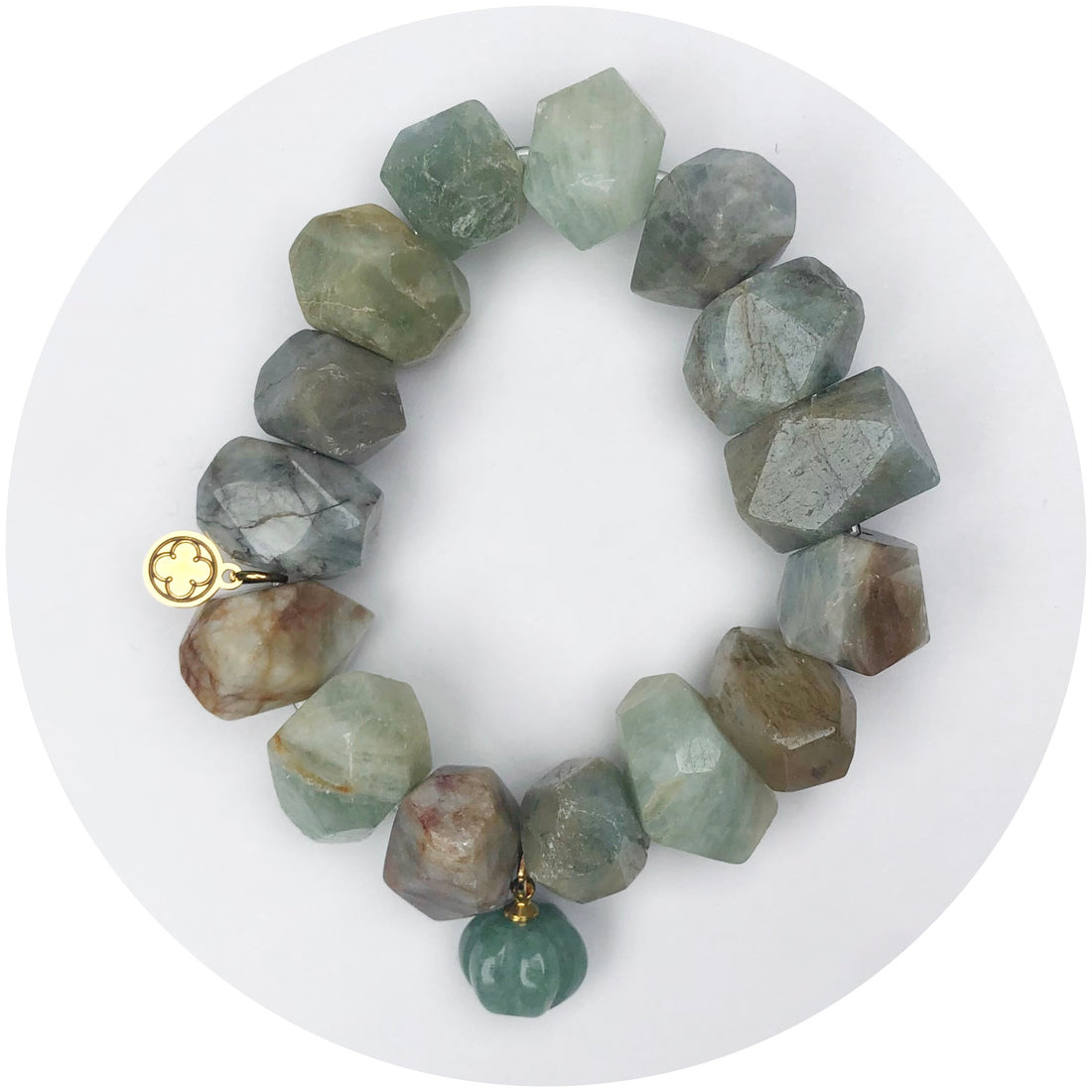 Mixed Mint Green Nugget with Sage Green Pumpkin Pendant