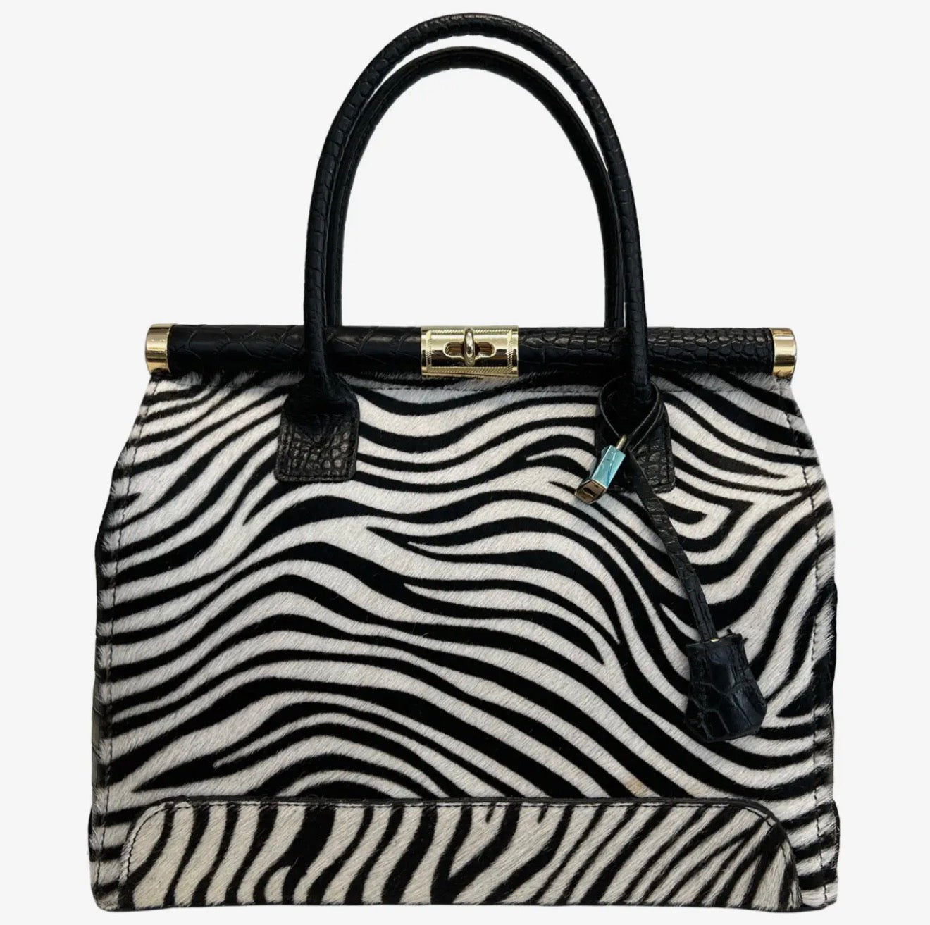 Caterina Zebra Pony Hair Leather Handbag