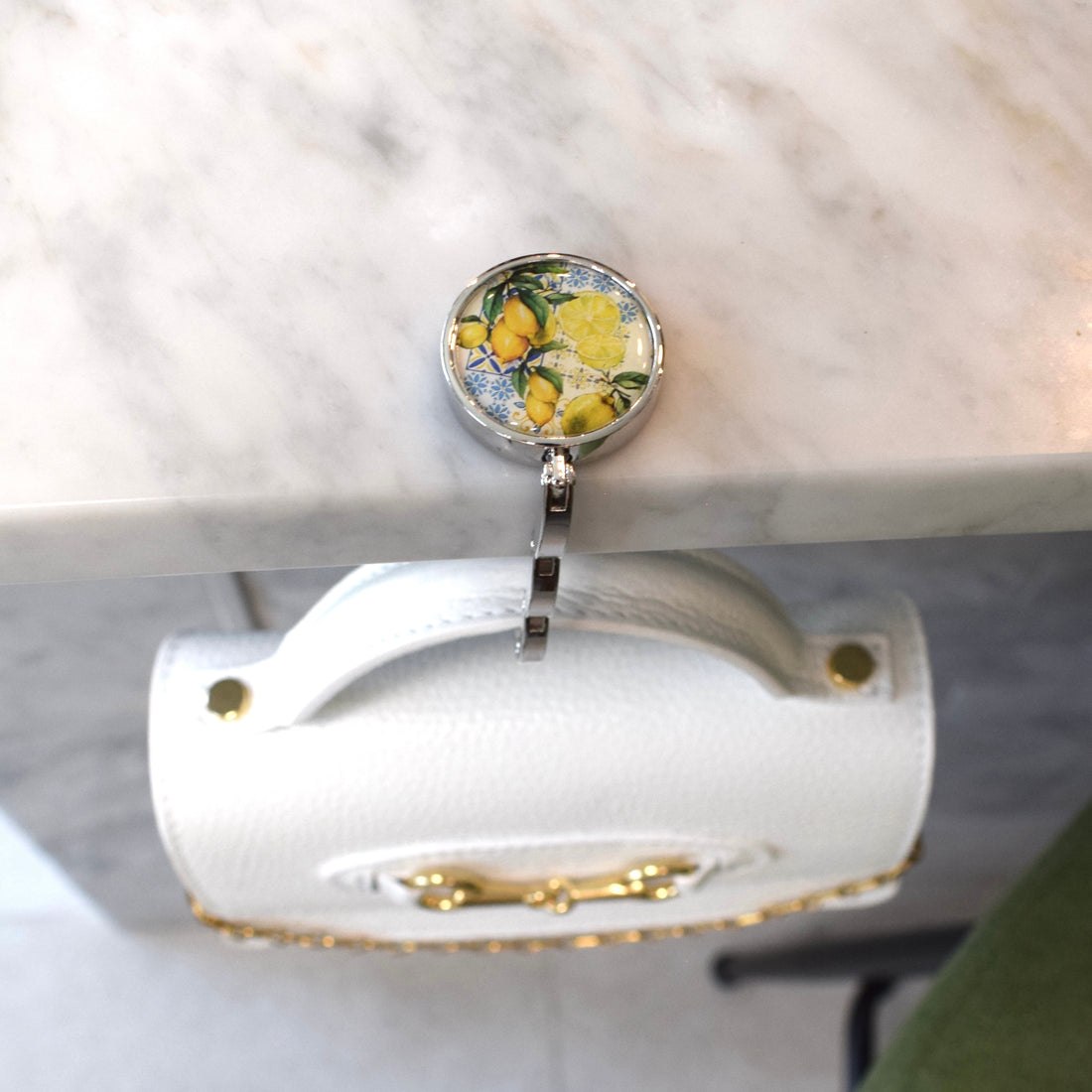 Foldable Lemon Maiolica Purse Hook
