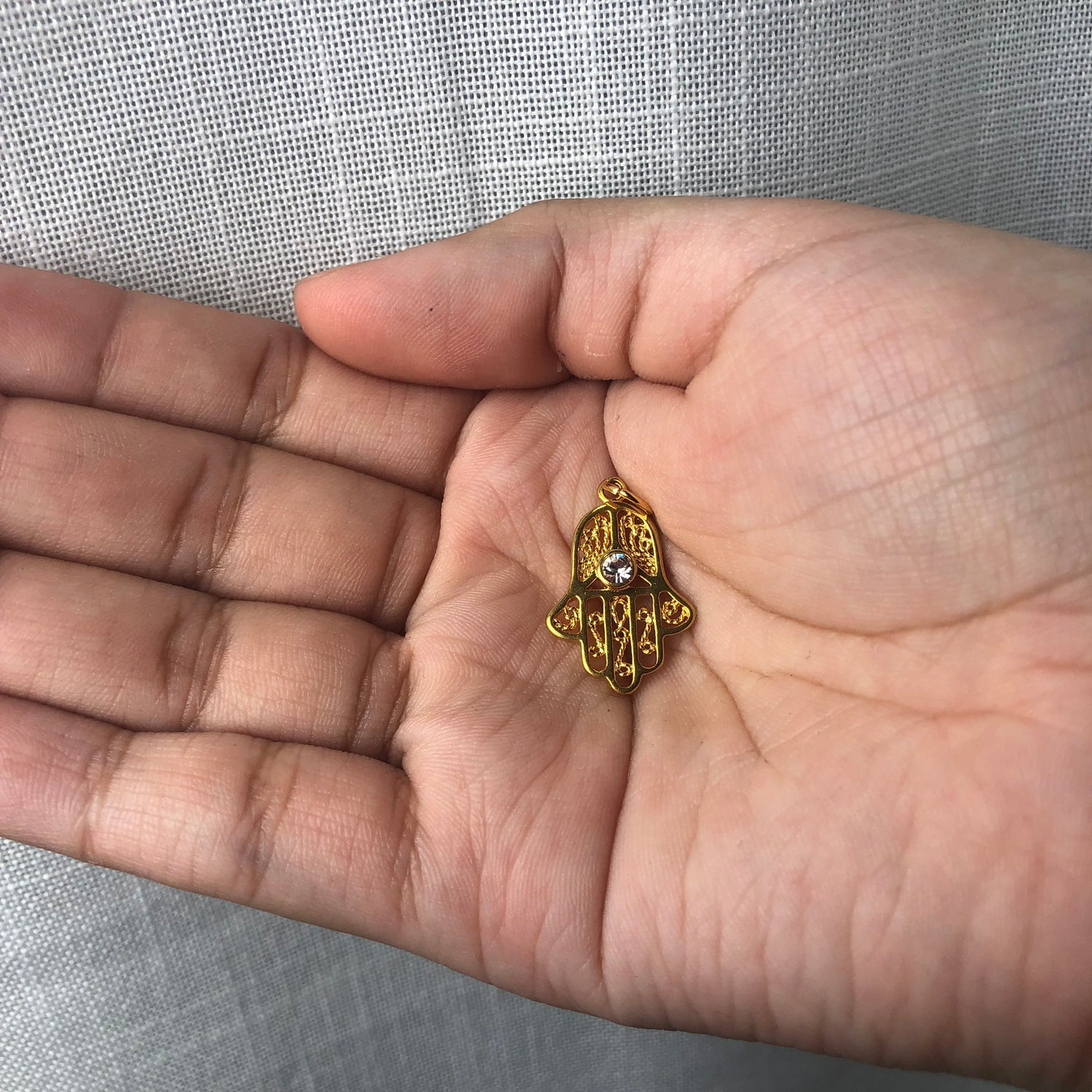 Gold Filigree Hamsa Pendant