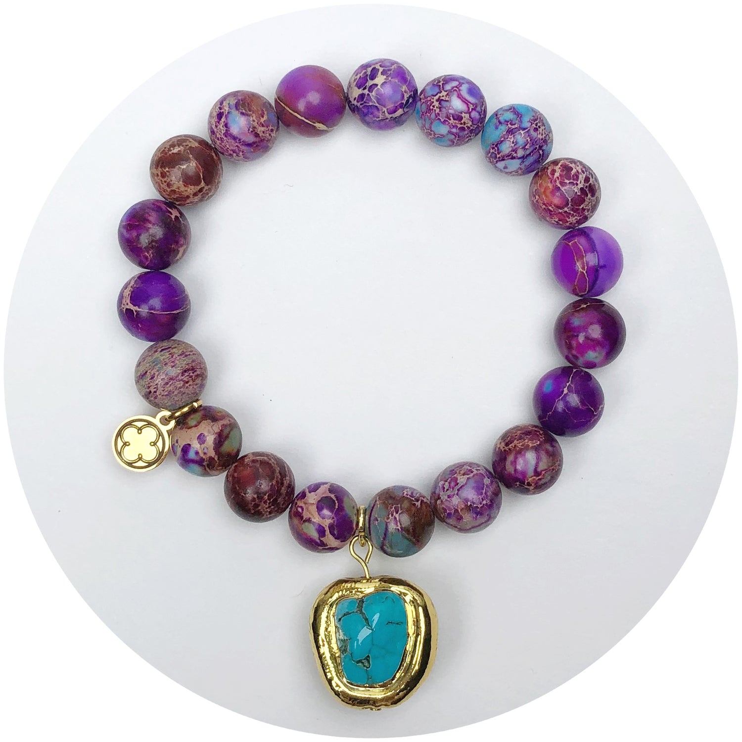 Imperial Mulberry with Turquoise Bezel Nugget Pendant