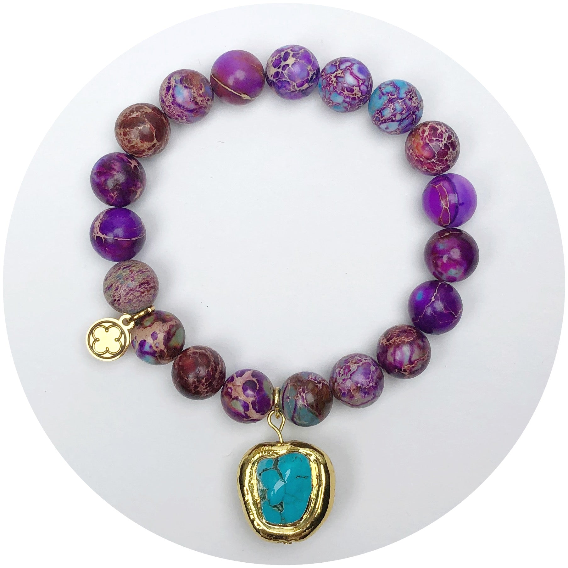 Imperial Mulberry with Turquoise Bezel Nugget Pendant