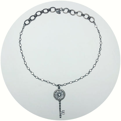 Gunmetal Crystalized Chain with Pavé Gunmetal Mystic Key