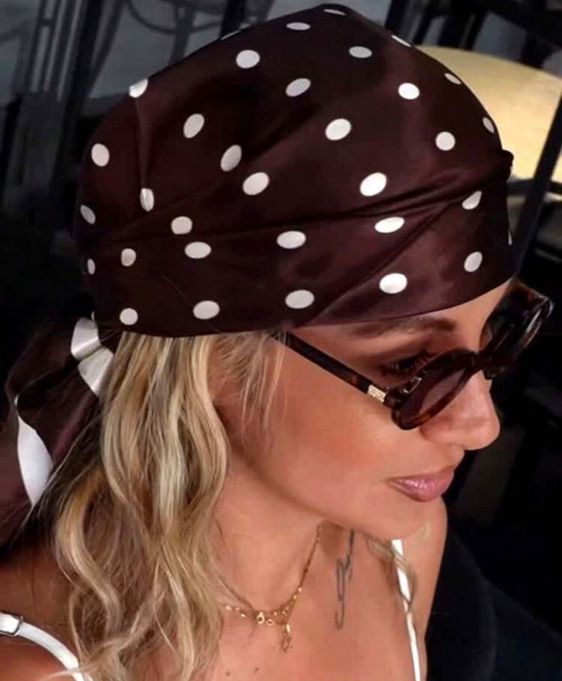 Brown Polka Dot Medium Foulard