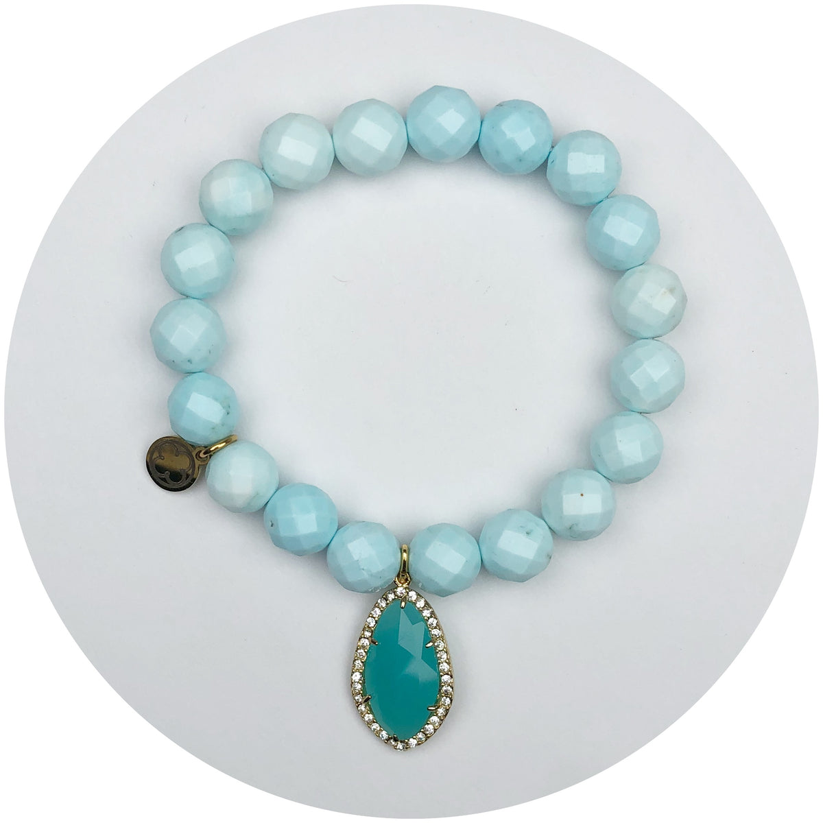 Seafoam Teal with Aqua Crystal Point Pendant