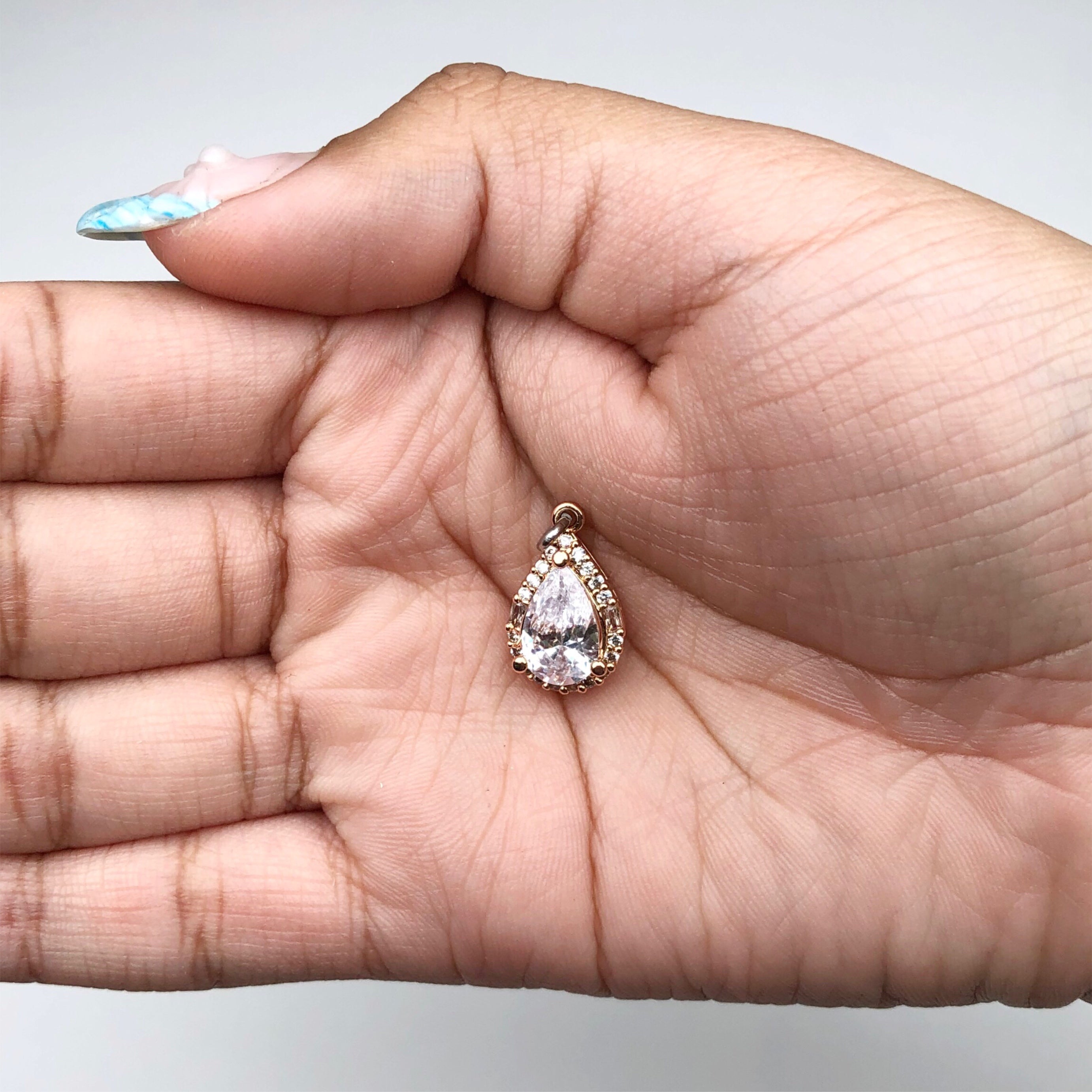Pavé Rose Gold Teardrop Pendant