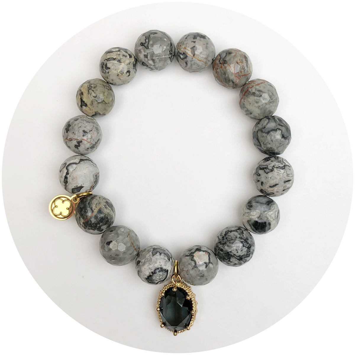 Shadow Jasper Jade with Pewter Topaz Pendant