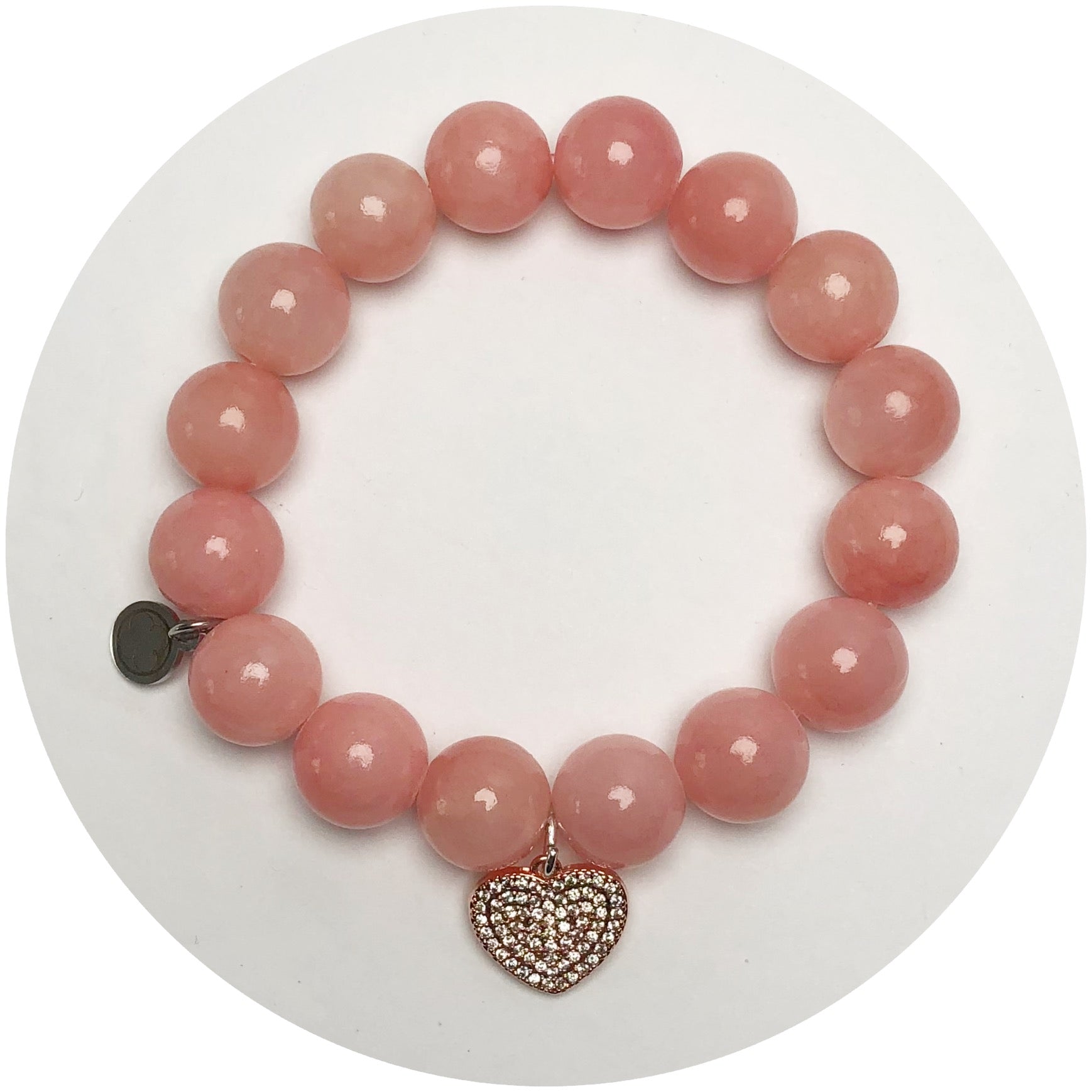 Rose Pink Jade with Pavé Puff Heart Pendant