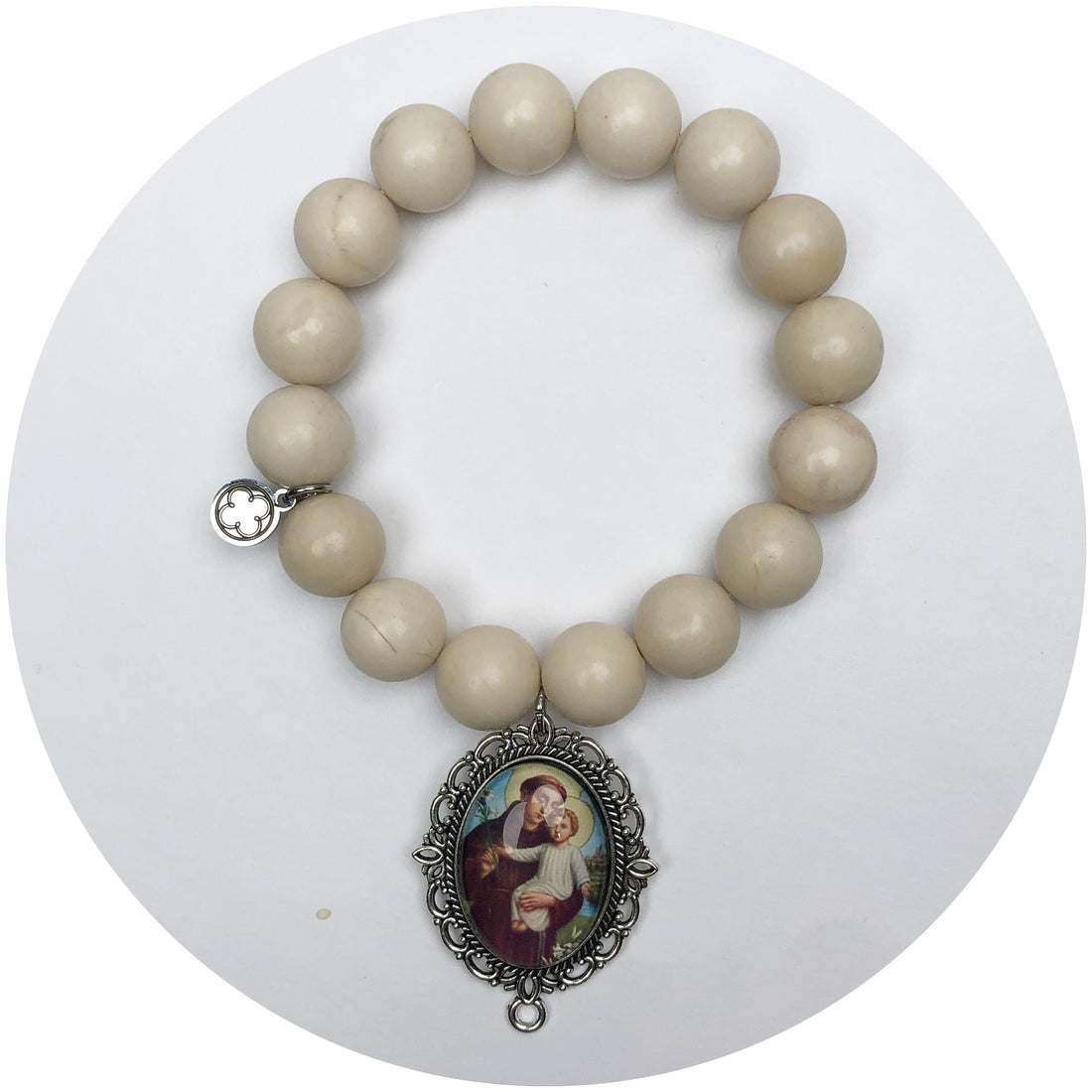 Sand Riverstone with Saint Anthony Pendant