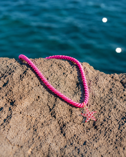 Stellina Magenta Rope with Pink Starfish Necklace