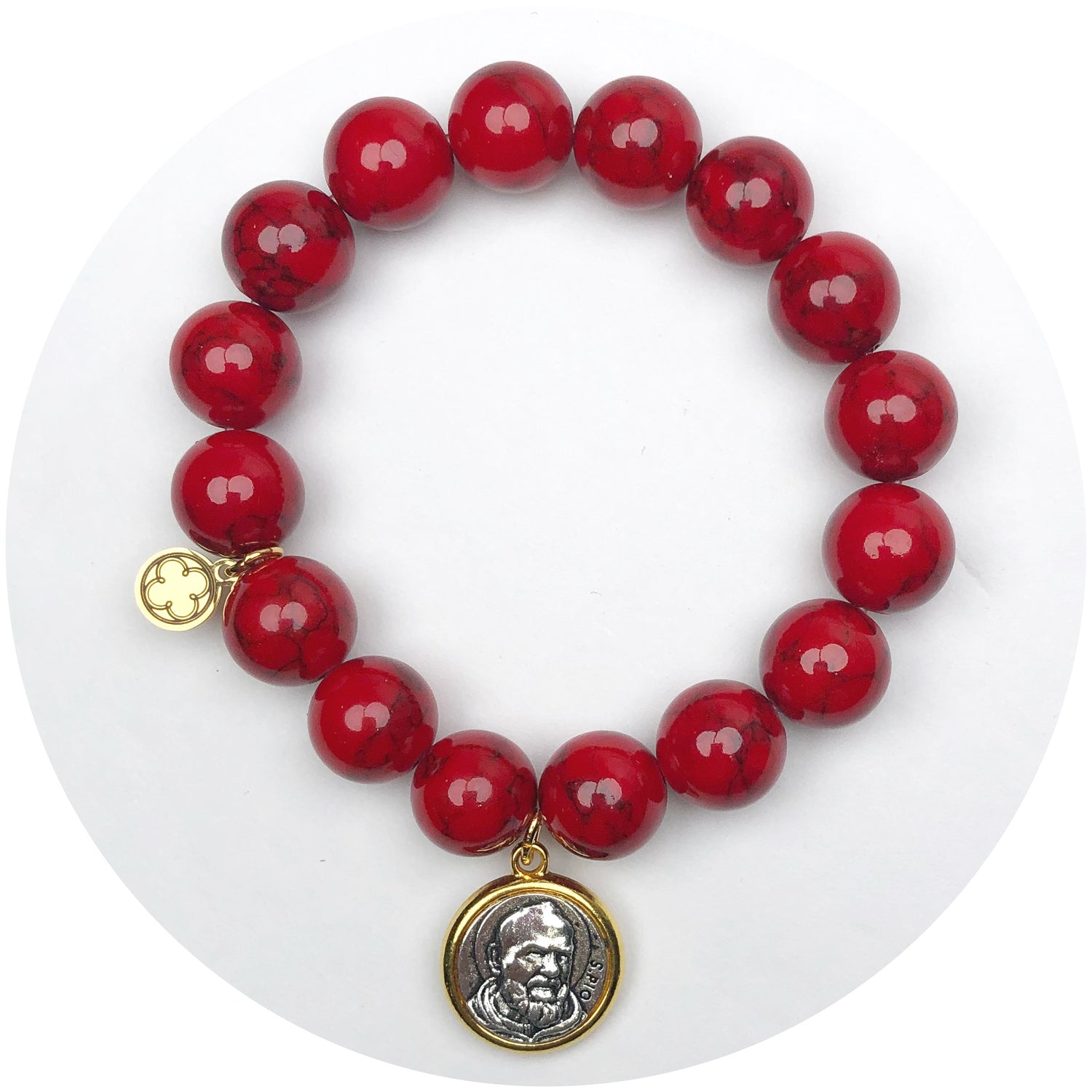 Red Howlite with Padre Pio Pendant