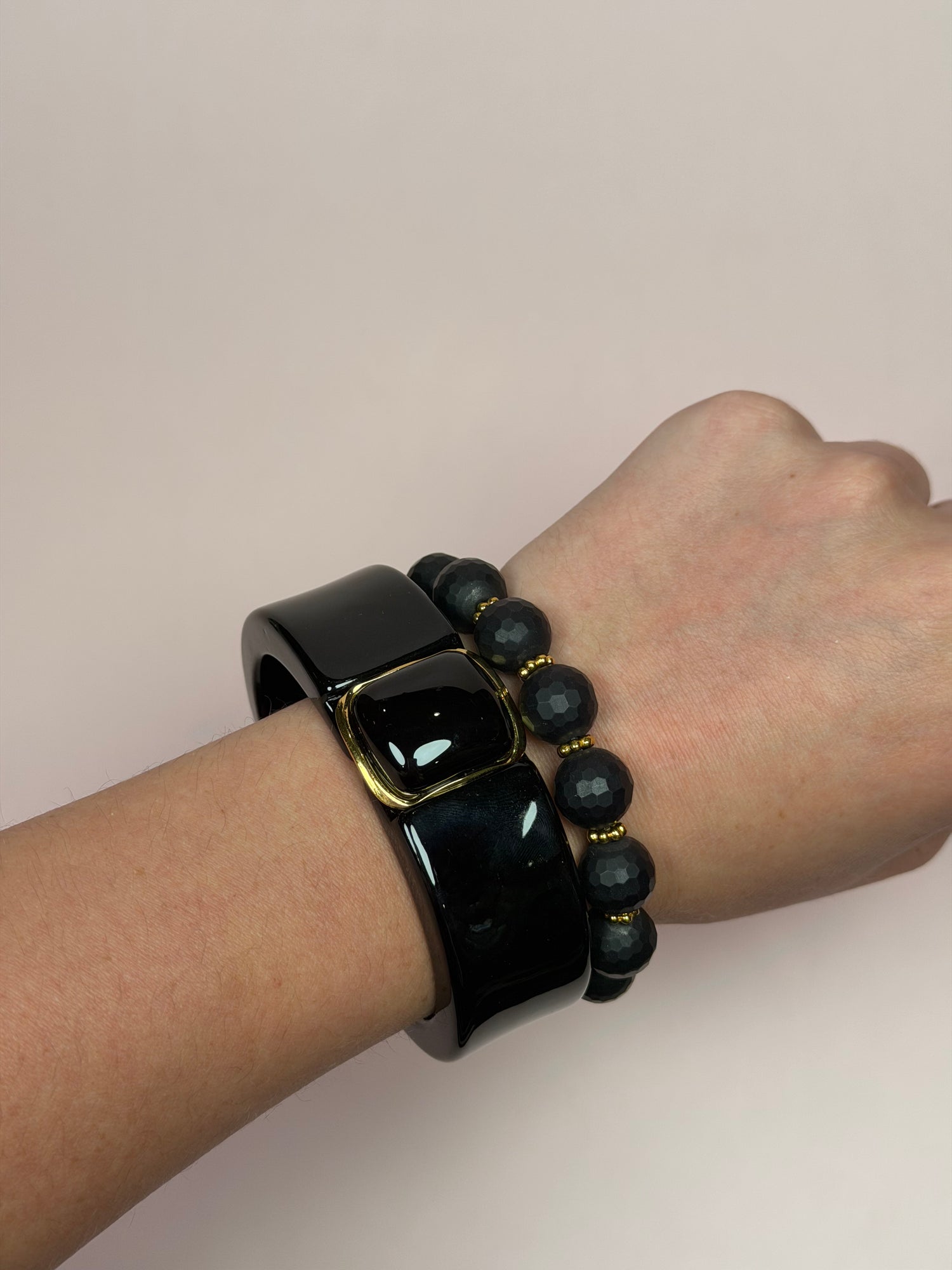 Valentina Black Hinged Bangle
