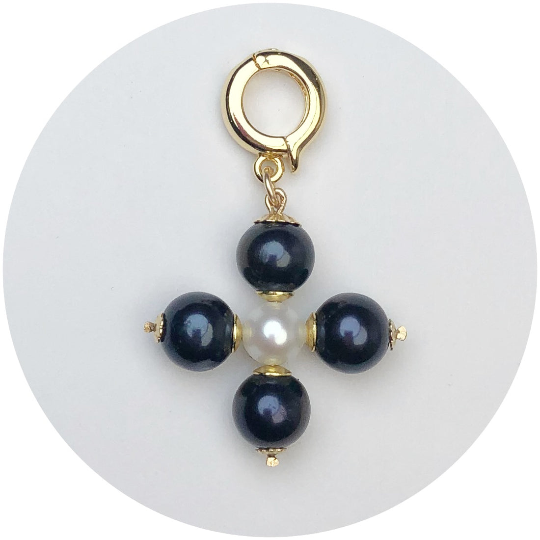 Perla Grande Peacock Pearl Handmade Maltese Cross Pendant