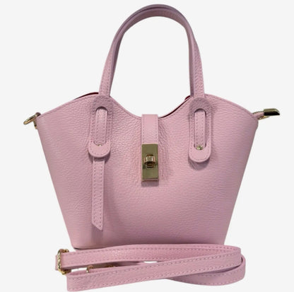 Alessia  Black Mini Leather Tote with Crossbody Strap