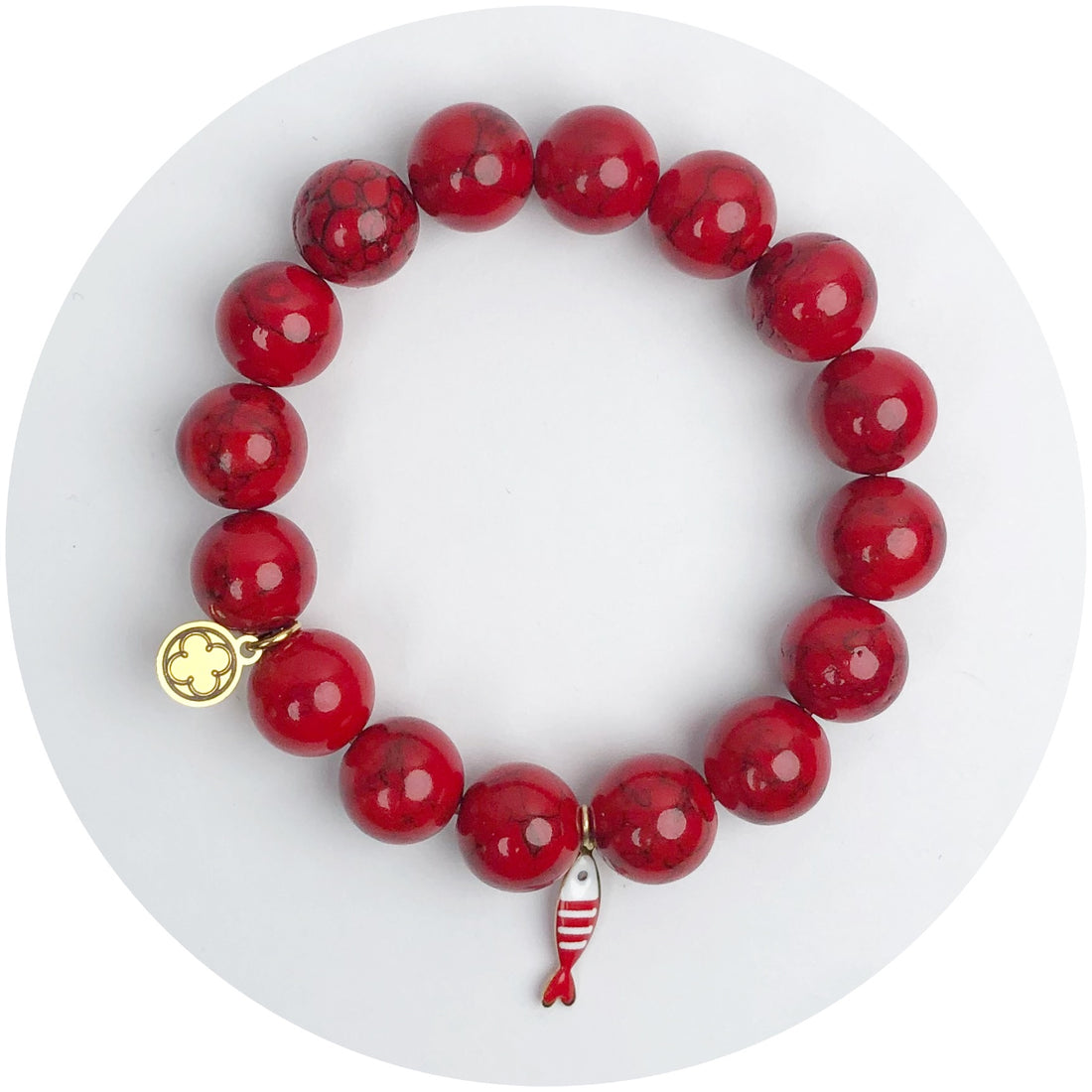 Red Howlite with Red Sardine Pendant
