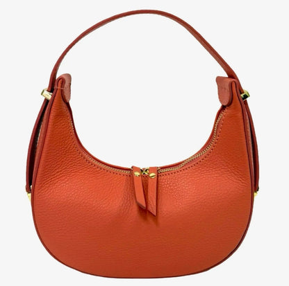 Mezza Luna Orange  Leather Handbag