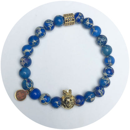 Nate B. Mens Blue Imperial Jasper with Pavè Lion