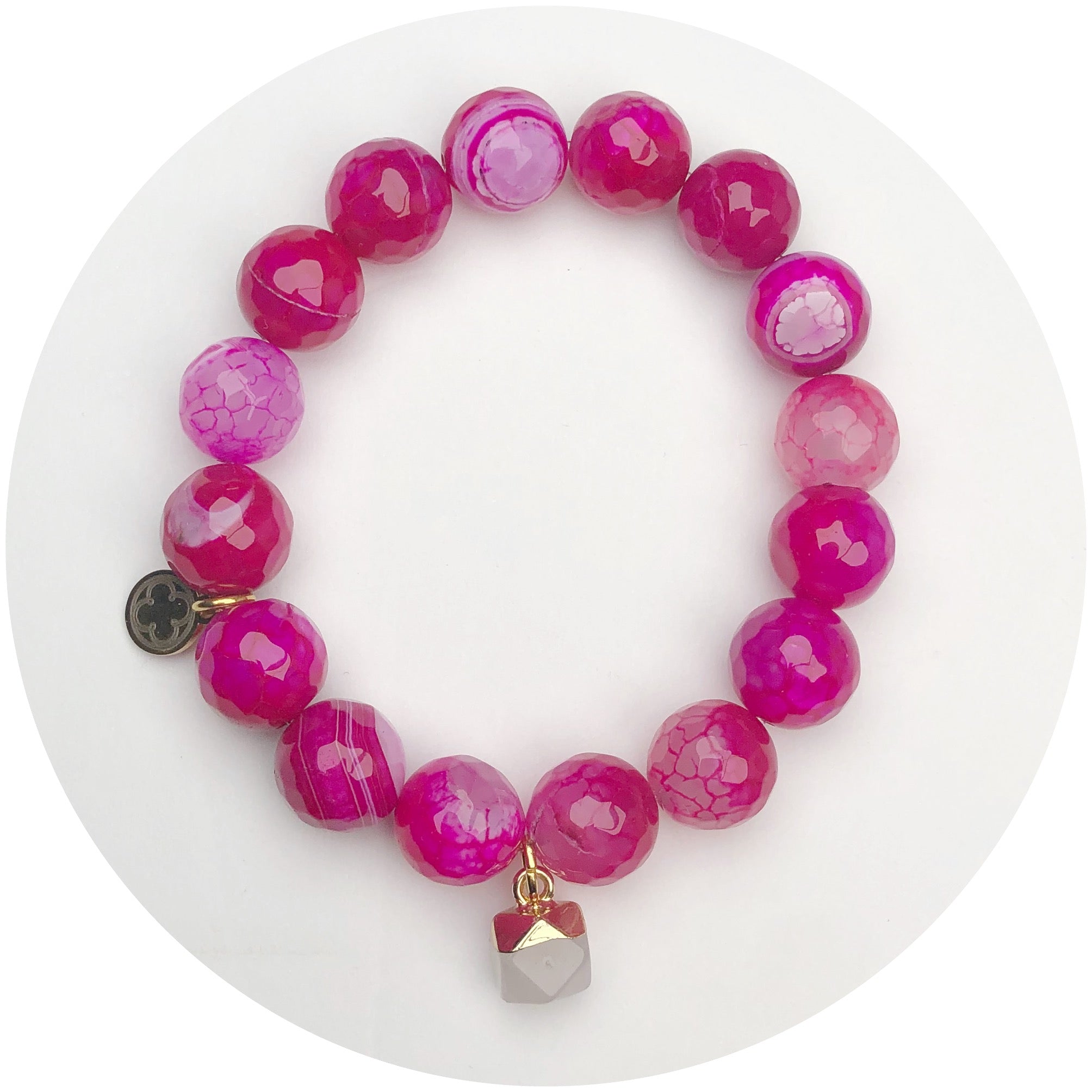 Hot Fuchsia Jade with Rose Quartz Pendant