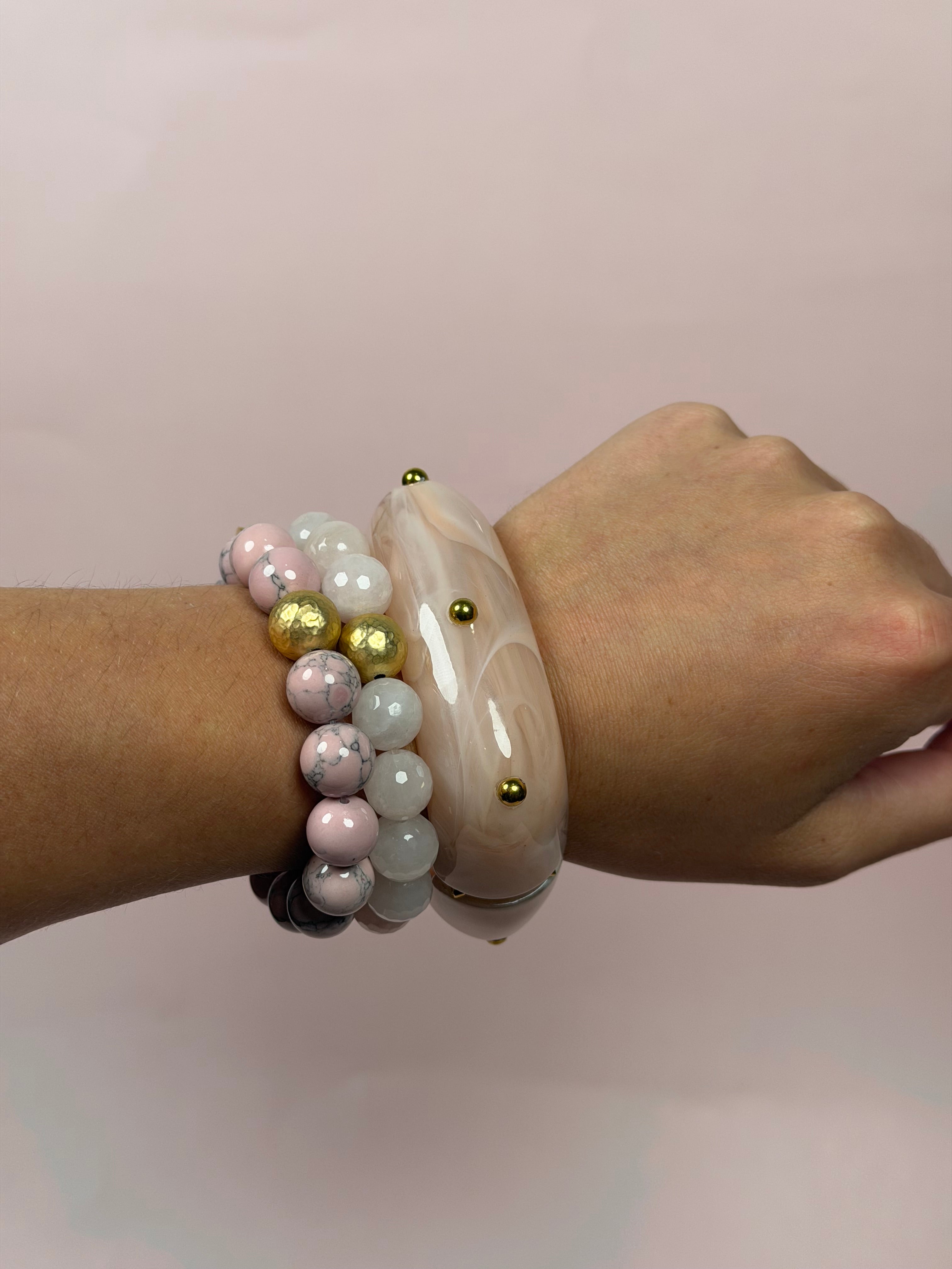 Lucia Rose Pink Acrylic Hinged Bangle