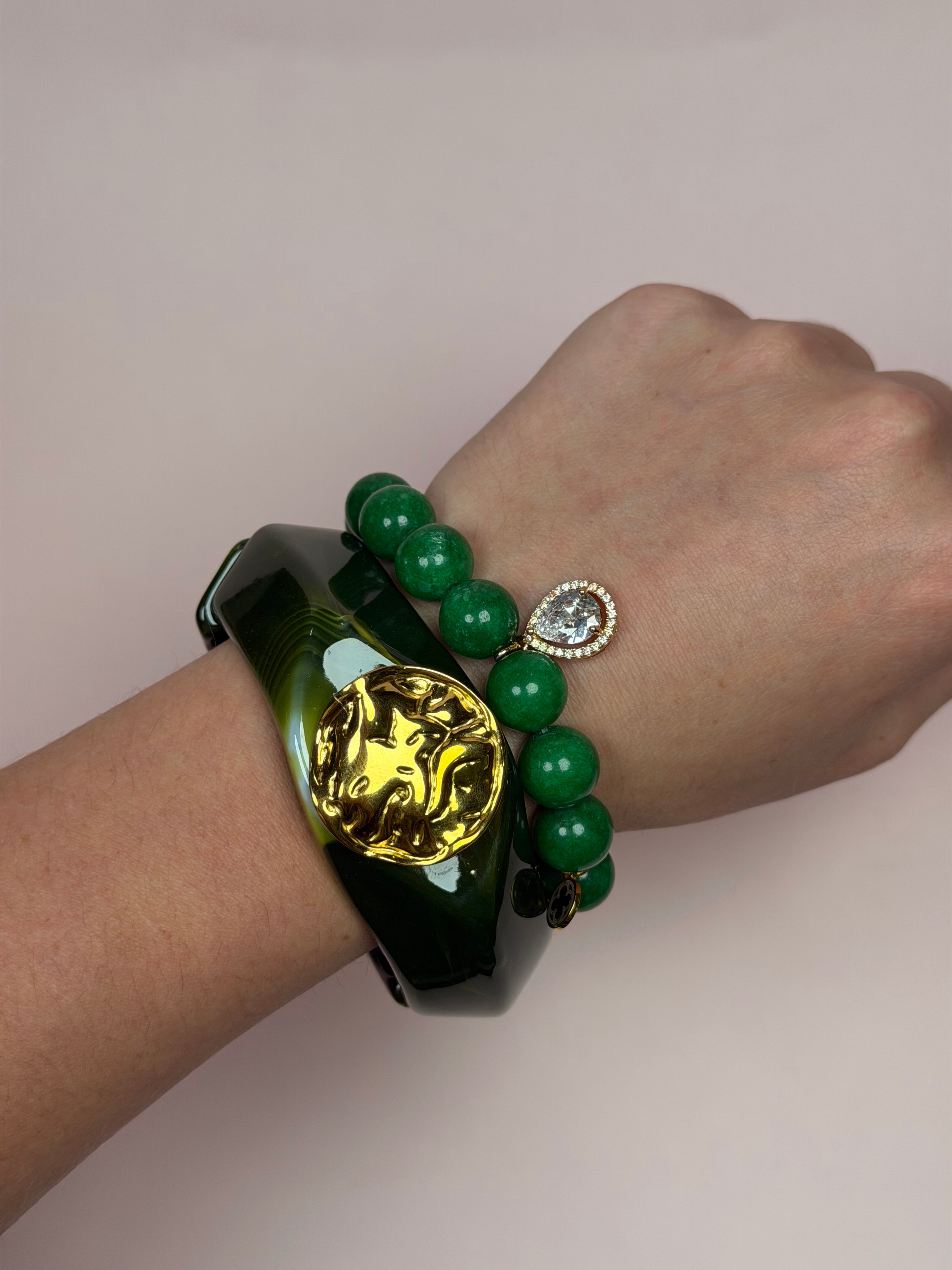 Giada Moss Green Hinged Bangle
