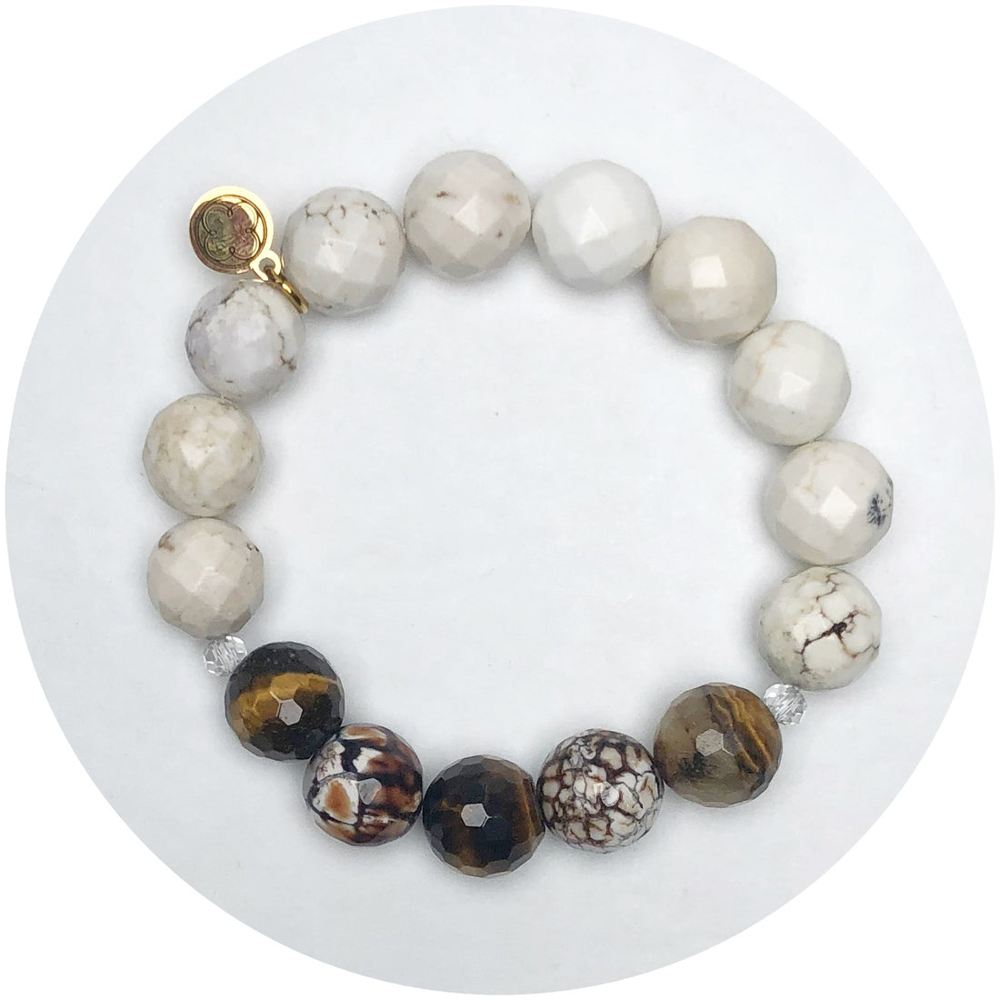 Fossil Agate and Mixed Chestnut with Clear Spacers