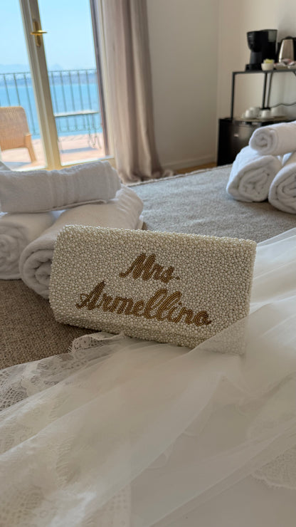 Bettina Beaded Pearl Bridal Customizable Clutch