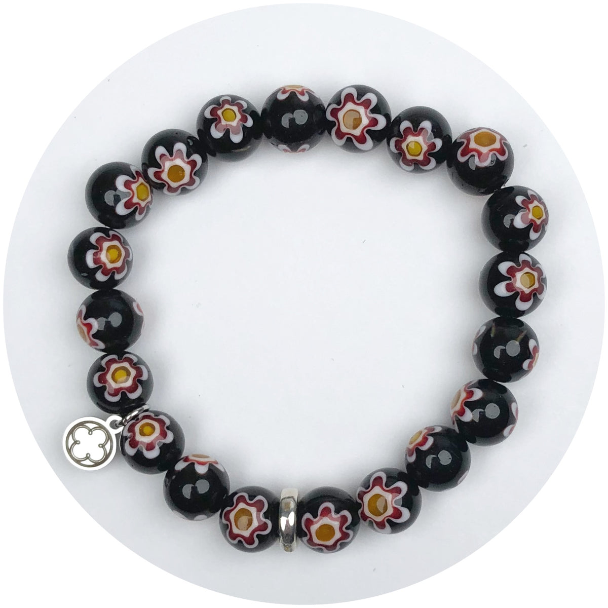 Noir Millefiori With Silver Spacer