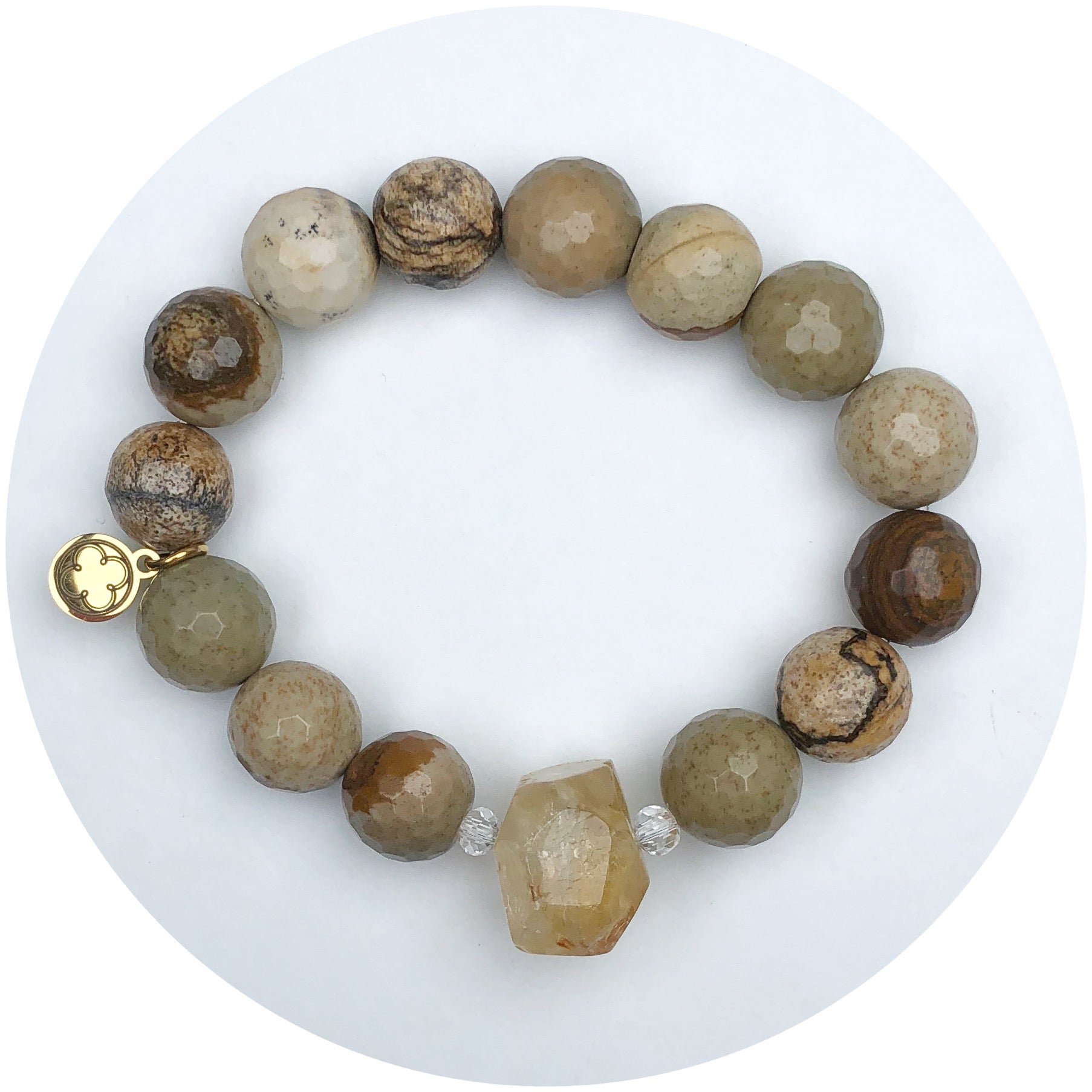 Woody Jasper with Light Citrine Nugget Accent