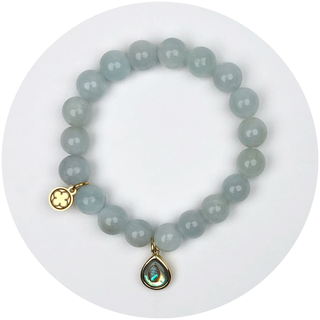 Aquamarine with Abalone Teardrop Pendant