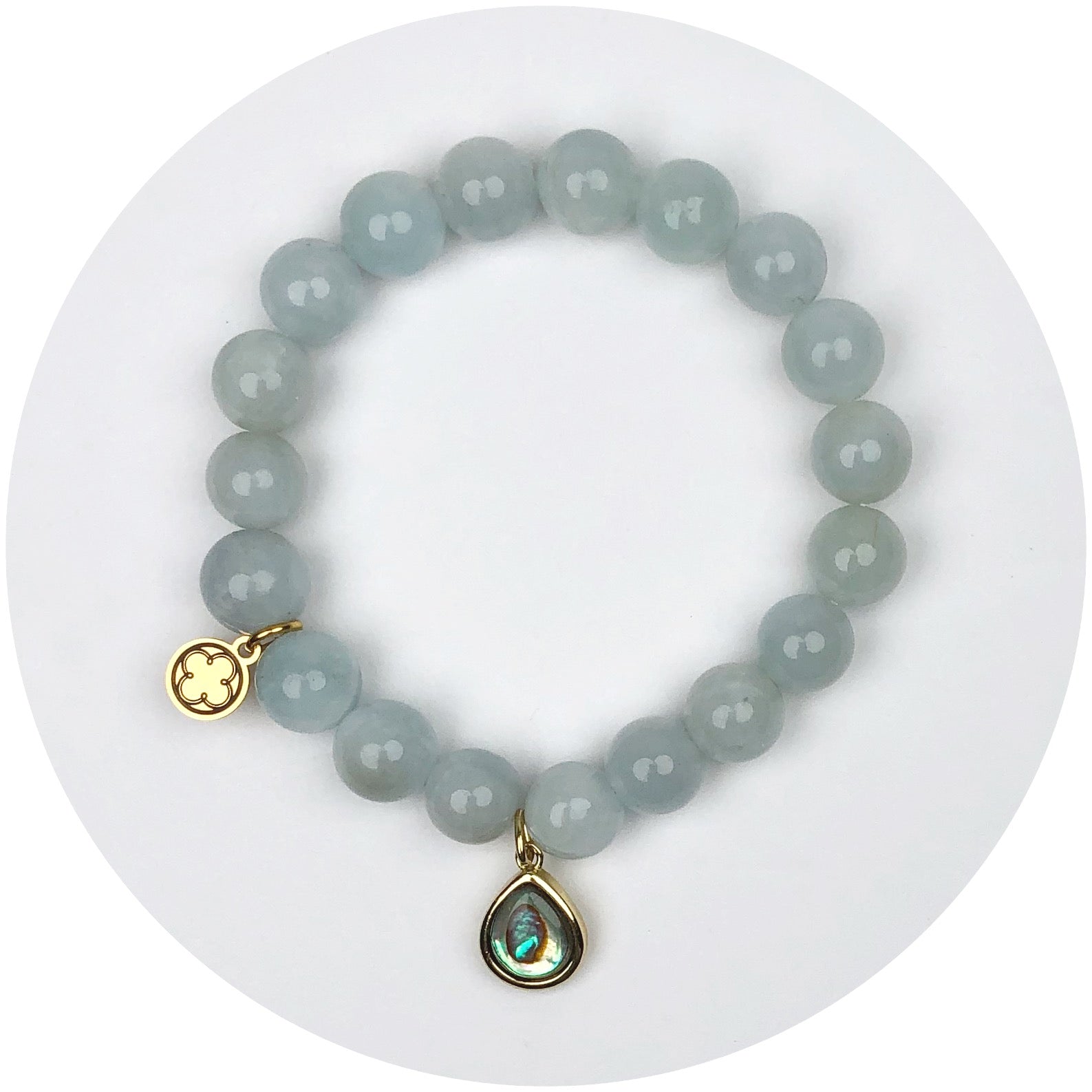 Aquamarine with Abalone Teardrop Pendant