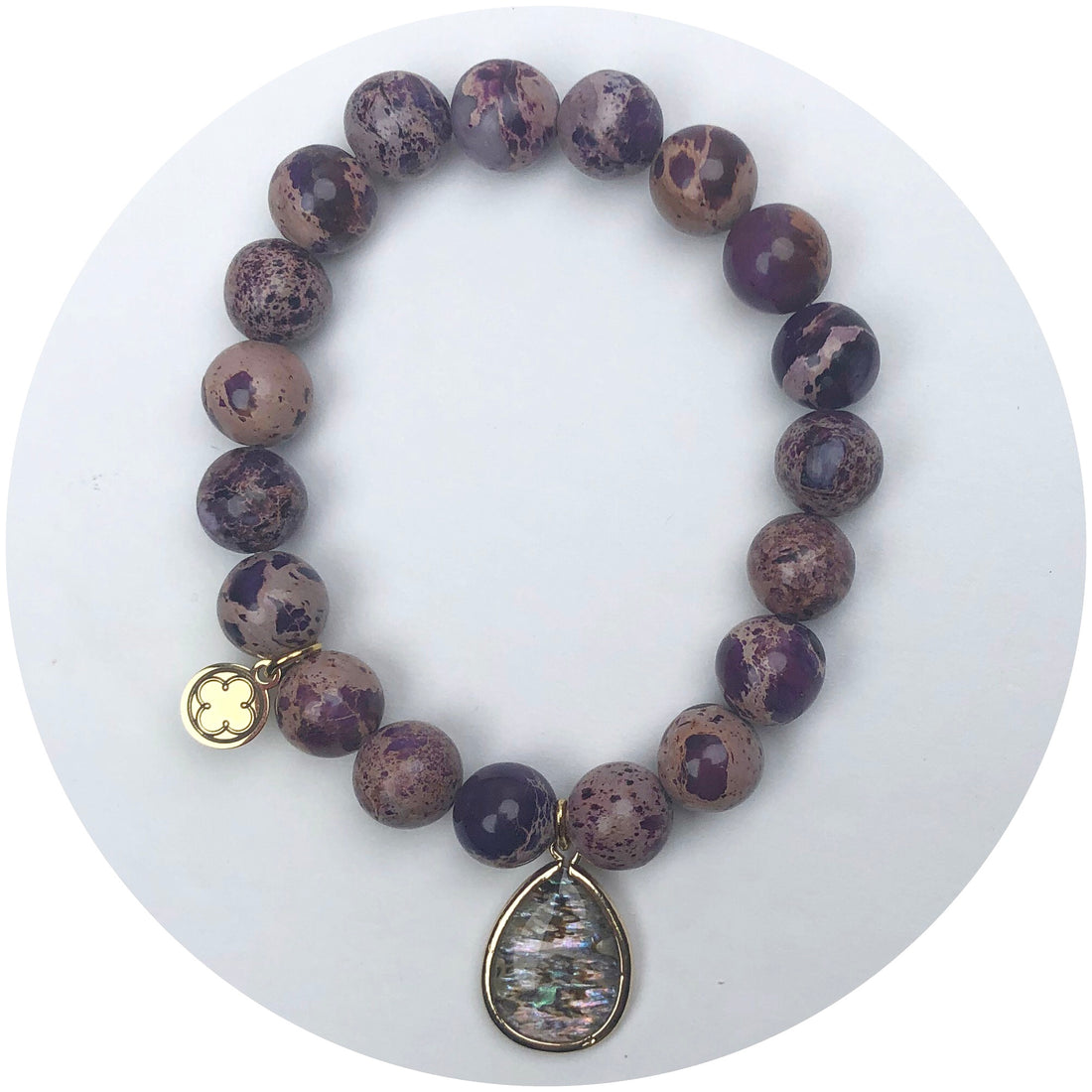 Molten Plum Jade with Abalone Tear Pendant