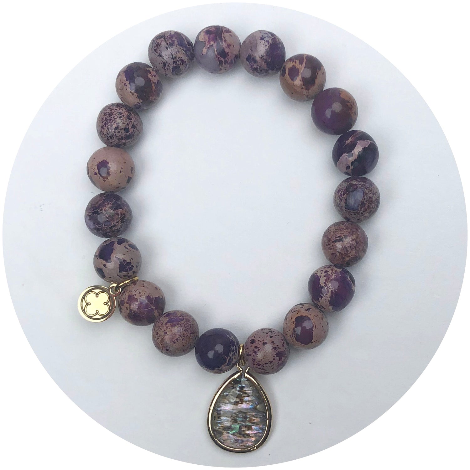 Molten Plum Jade with Abalone Tear Pendant