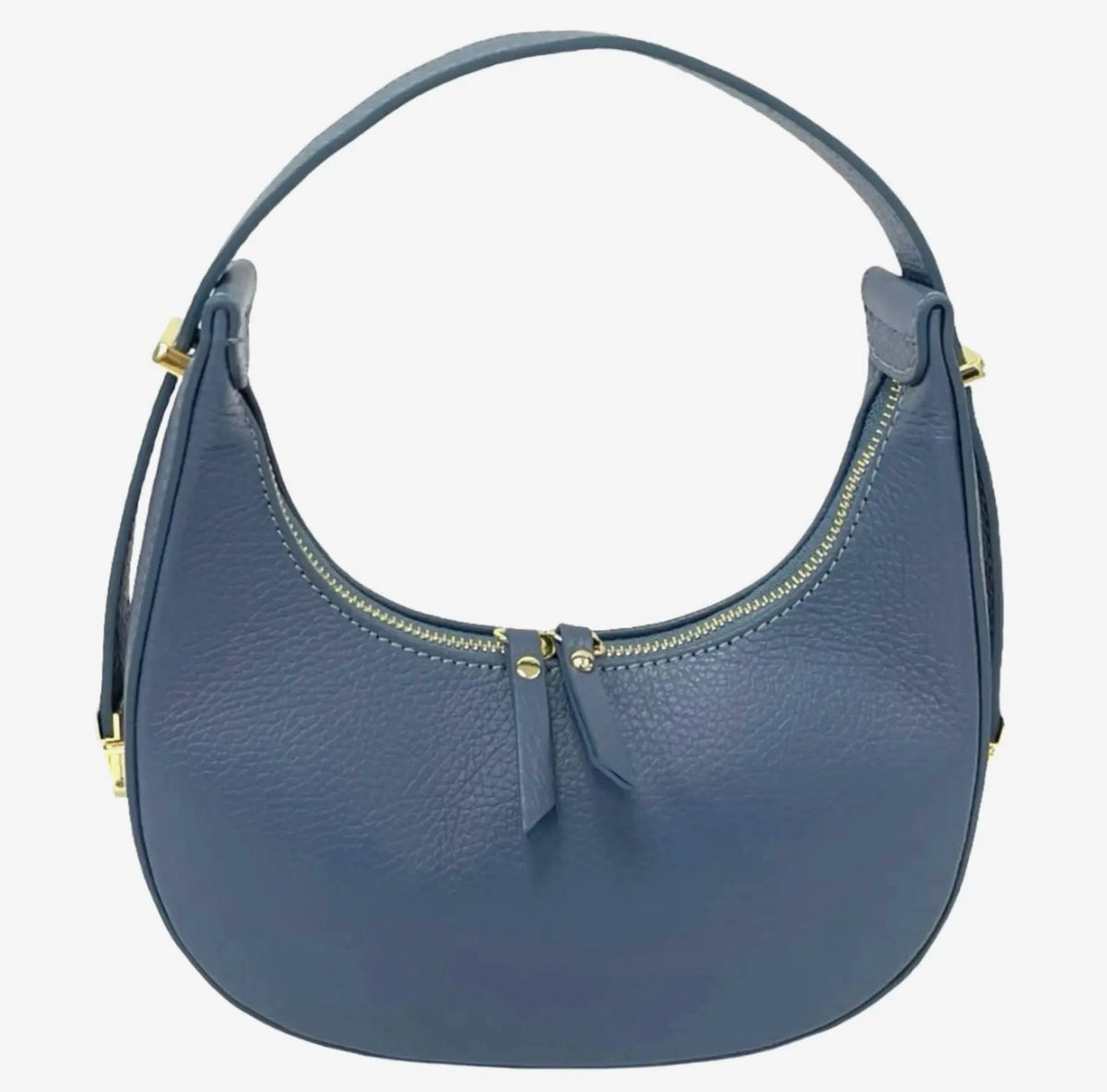 Mezza Luna Denim Blue Leather Handbag